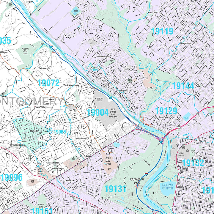 Premium Style Wall Map of Philadelphia PA