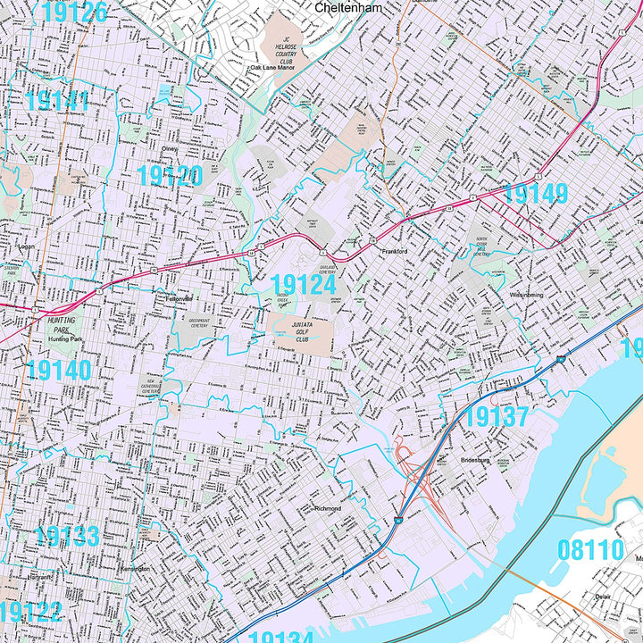 Premium Style Wall Map of Philadelphia PA