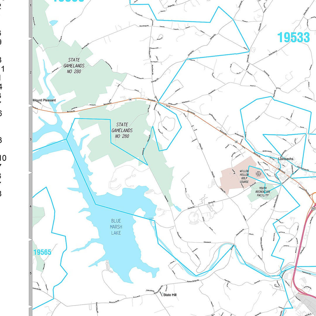 Premium Style Wall Map of Reading, PA