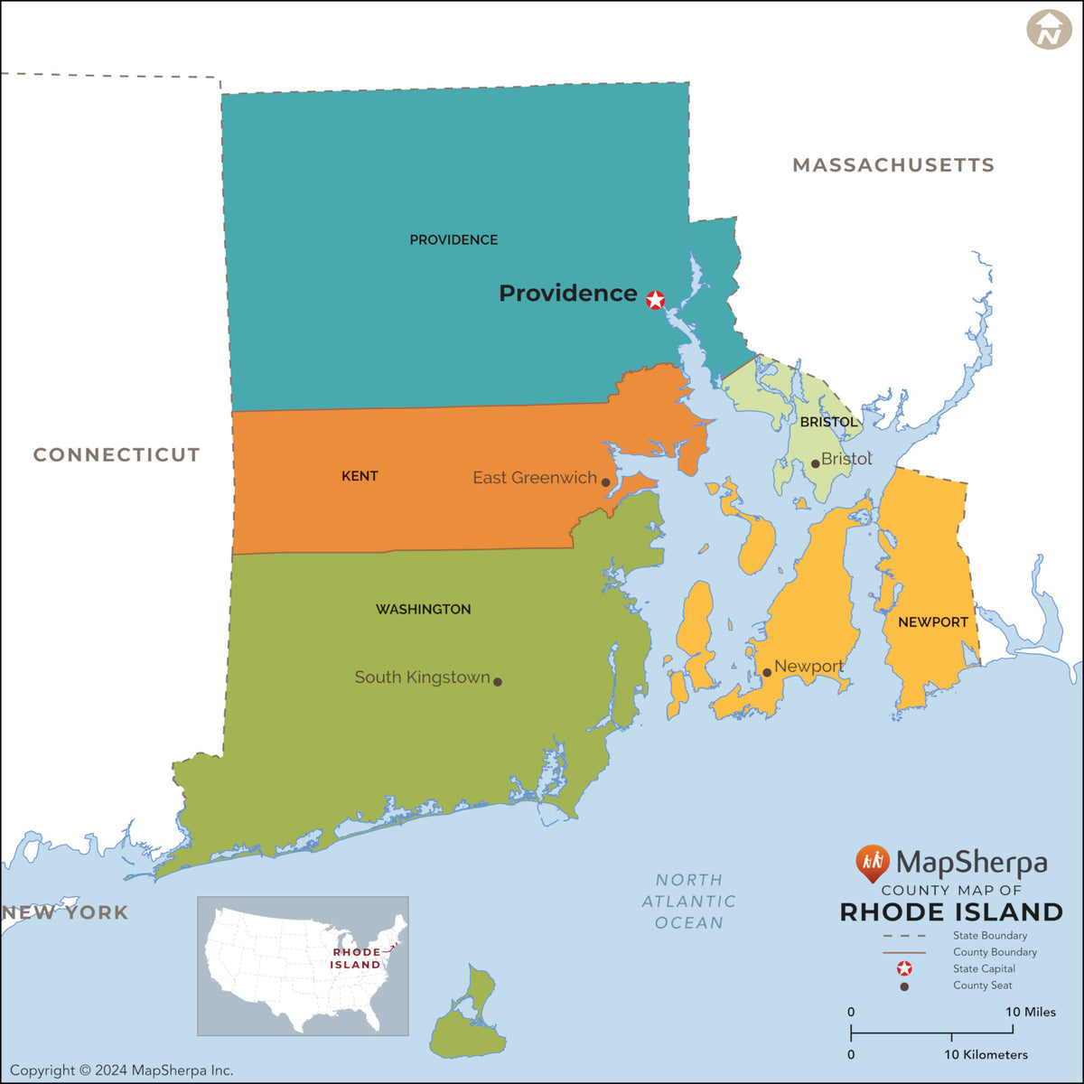 Rhode Island State Maps – American Map Store