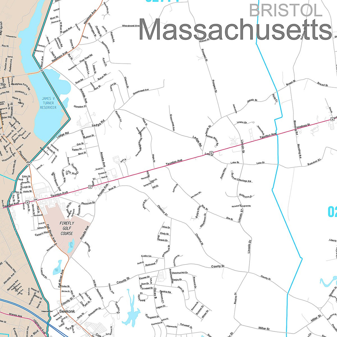 Premium Style Wall Map of East Providence, RI