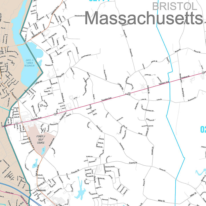 Premium Style Wall Map of East Providence, RI