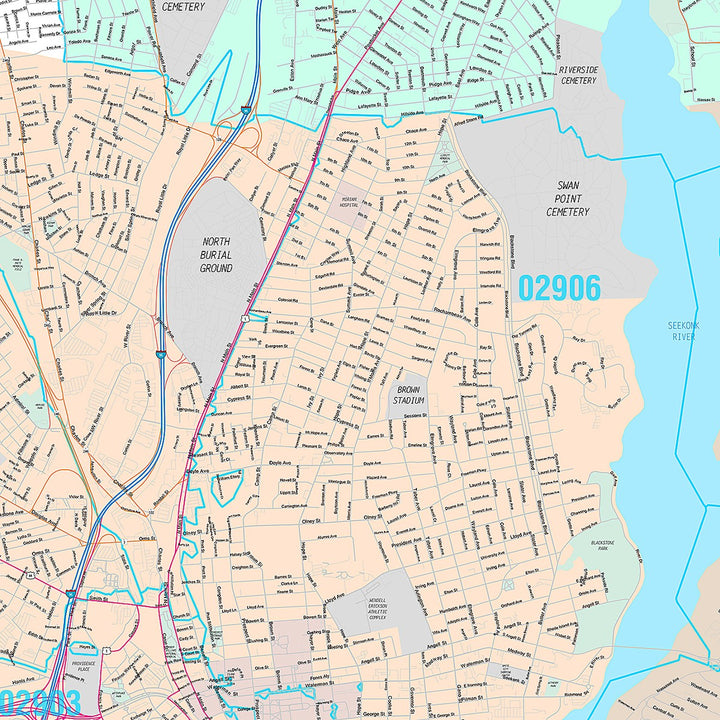 Premium Style Wall Map of Providence RI