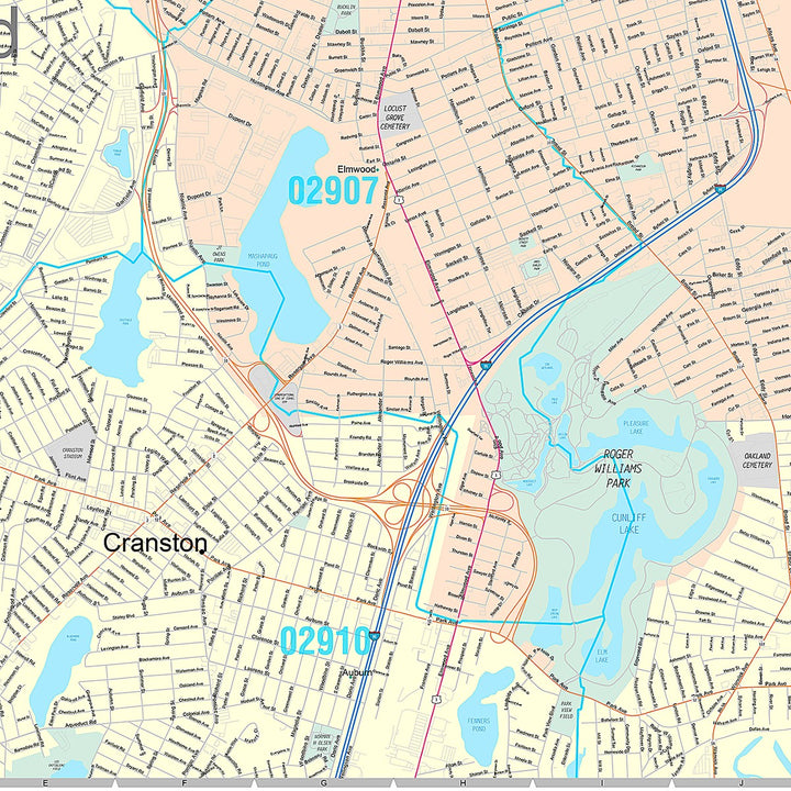 Premium Style Wall Map of Providence RI