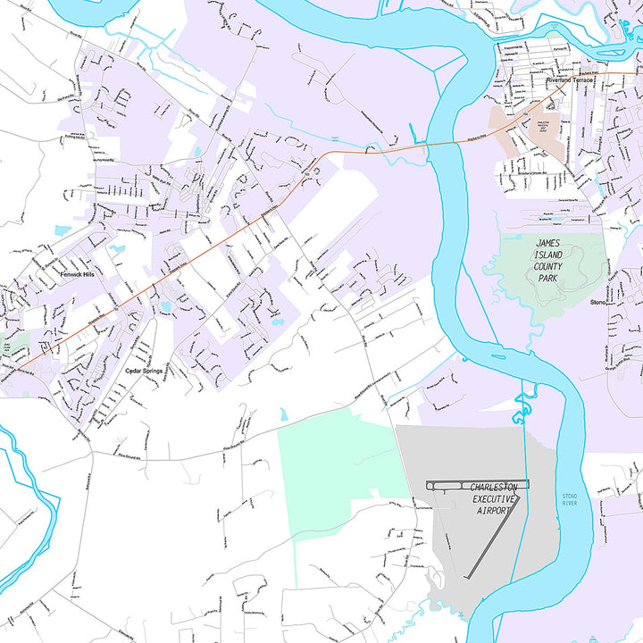 Premium Style Wall Map of Charleston, SC