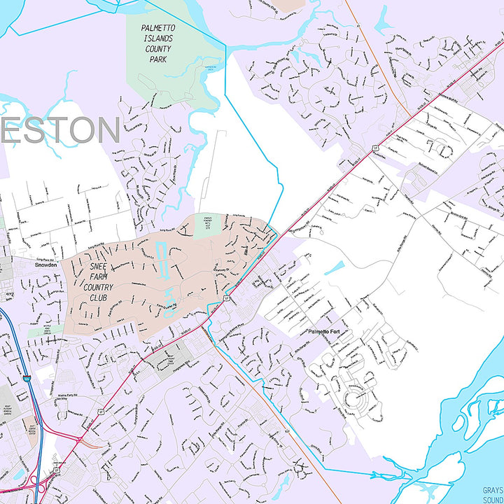 Premium Style Wall Map of Mount Pleasant, SC