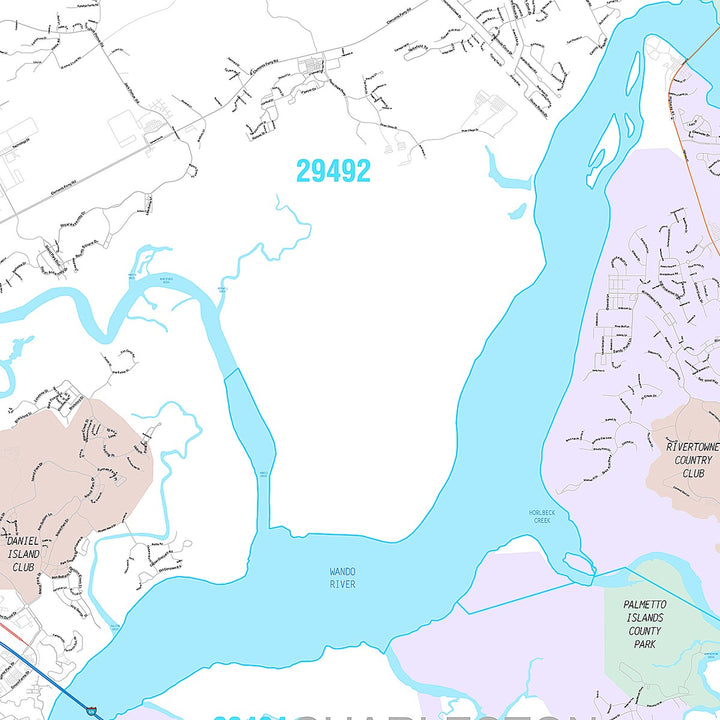 Premium Style Wall Map of Mount Pleasant, SC