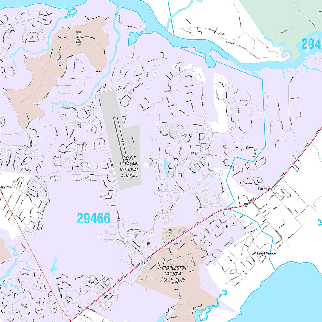 Premium Style Wall Map of Mount Pleasant, SC