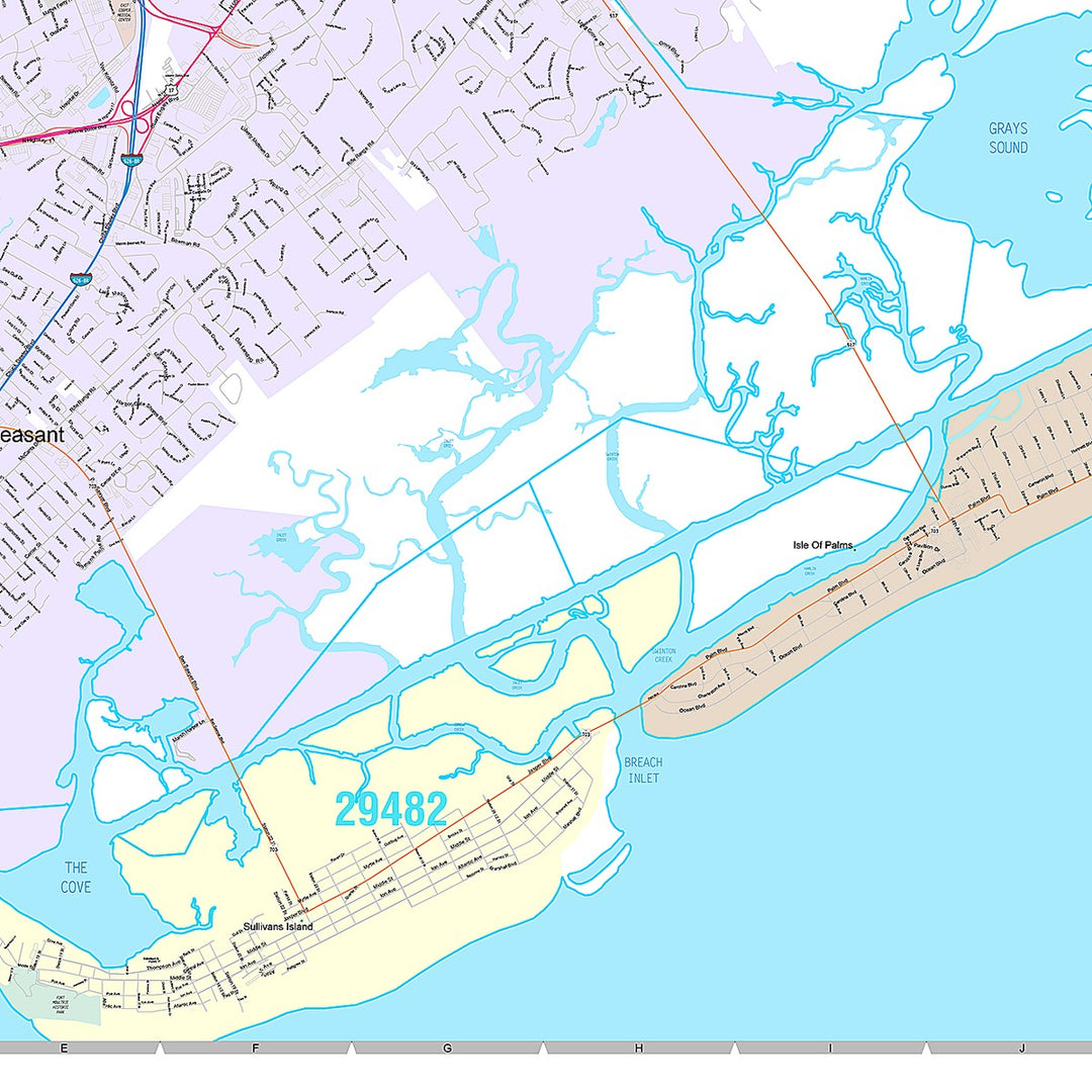 Premium Style Wall Map of Mount Pleasant, SC