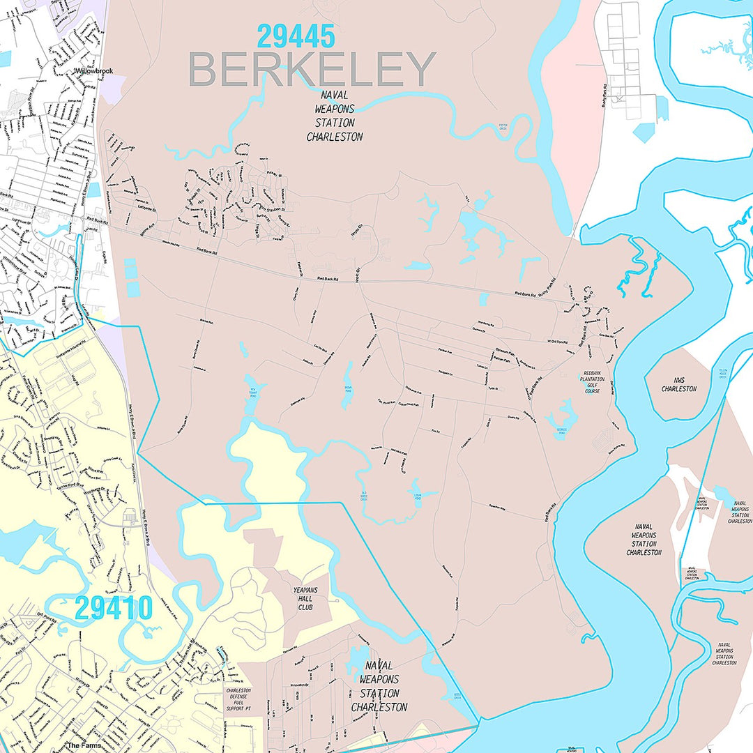Premium Style Wall Map of Mount North Charleston, SC