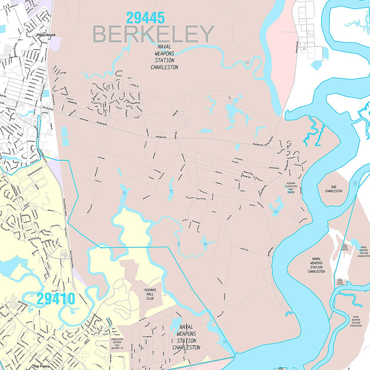 Premium Style Wall Map of Mount North Charleston, SC