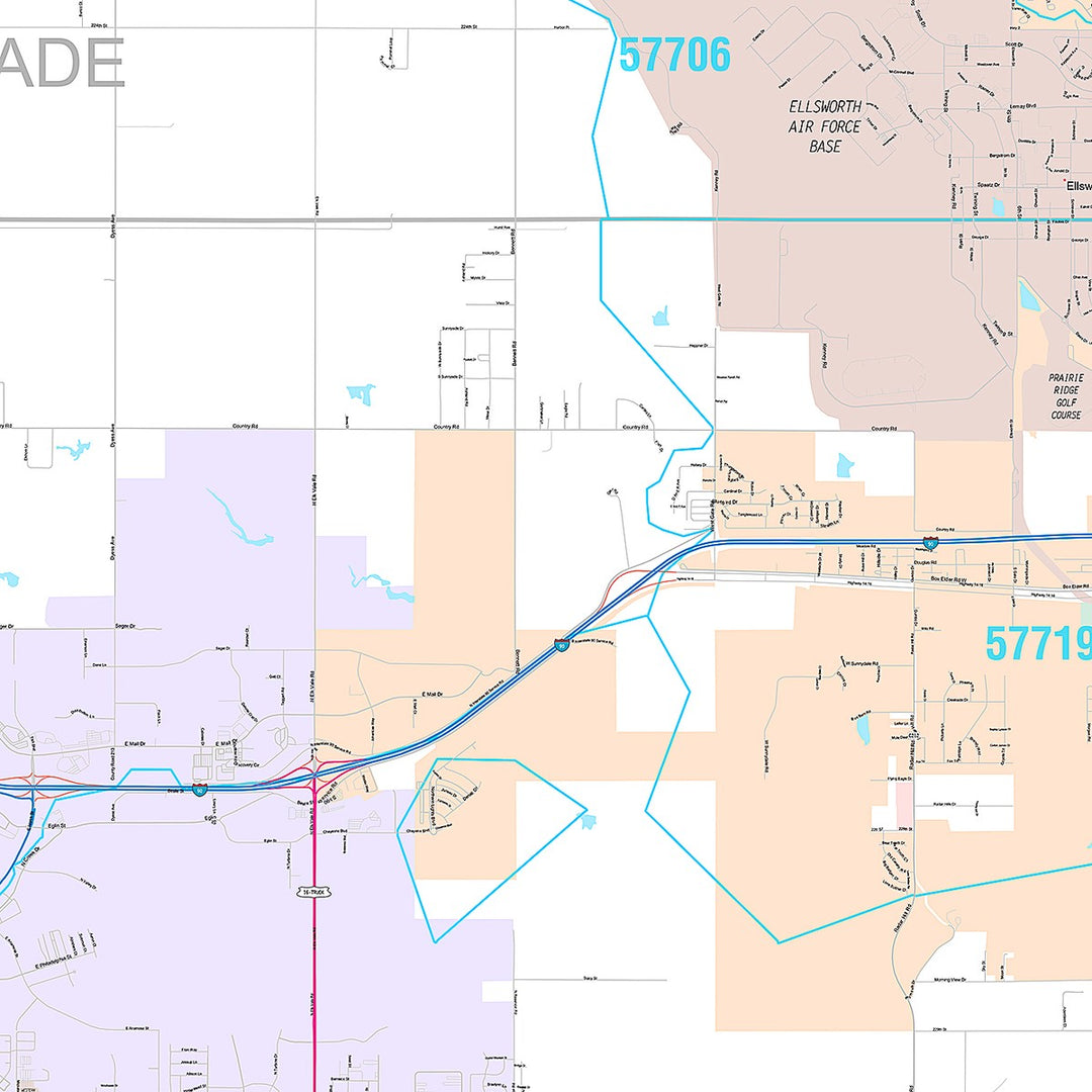 Premium Style Wall Map of Rapid City, SD