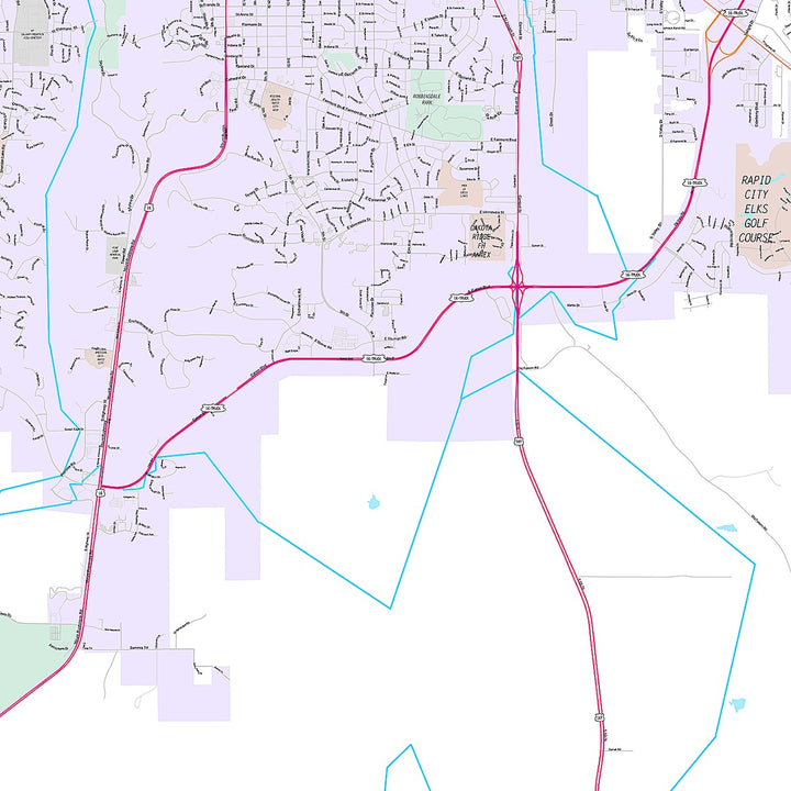 Premium Style Wall Map of Rapid City, SD