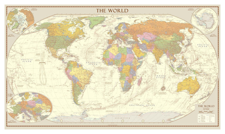 Rustic Style World Wall Map