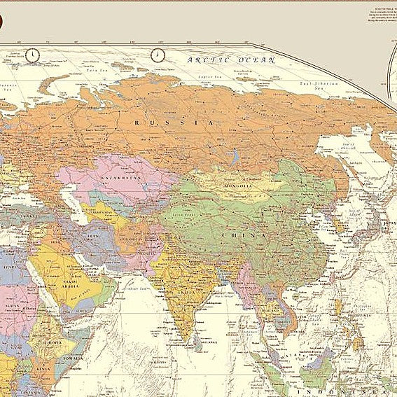 Rustic Style World Wall Map