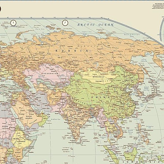 Vintage Style Map of The World