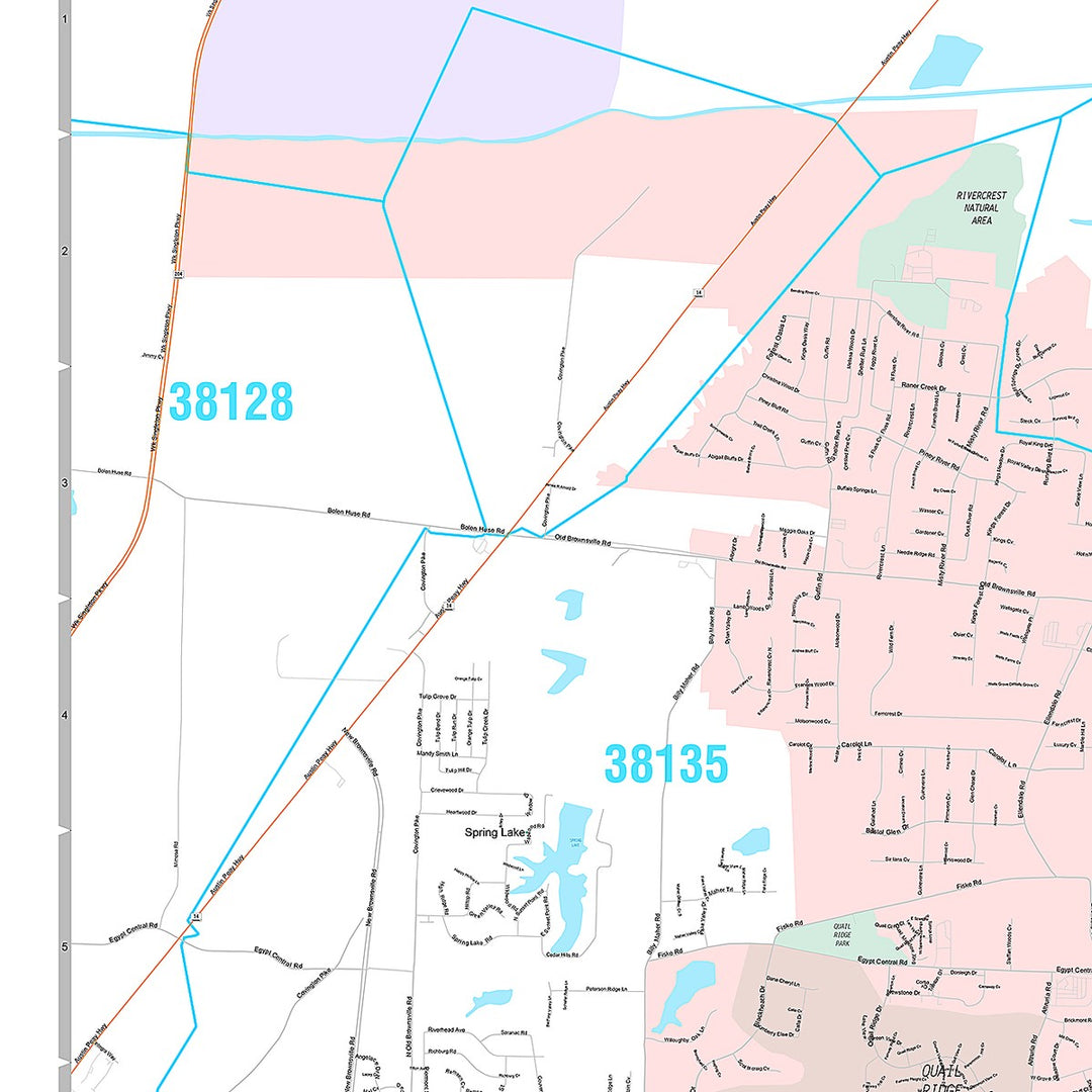 Premium Style Wall Map of Bartlett, TN