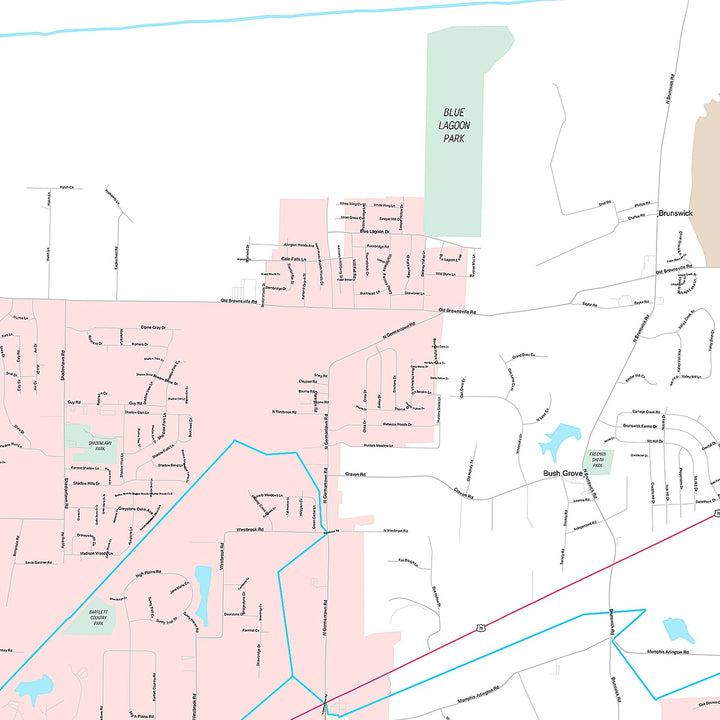 Premium Style Wall Map of Bartlett, TN