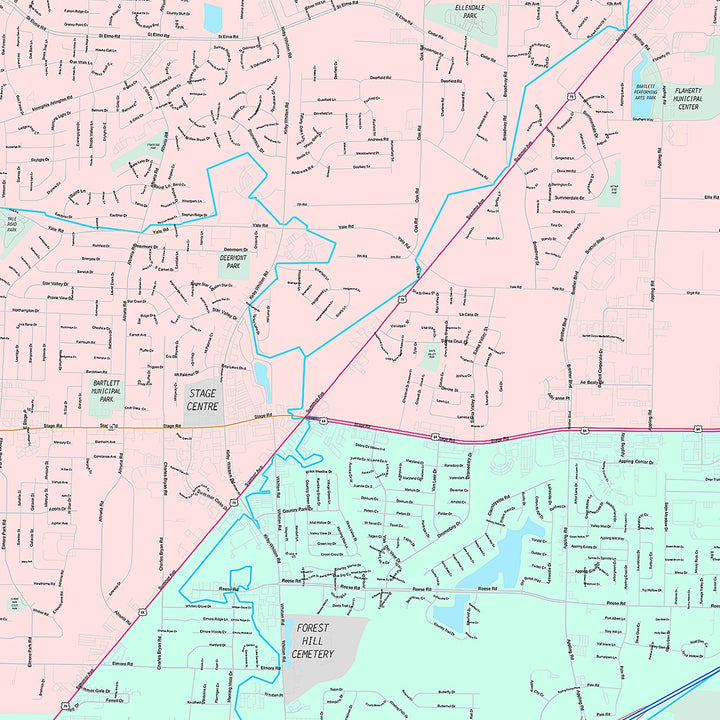 Premium Style Wall Map of Bartlett, TN
