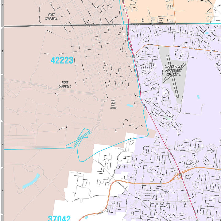 Premium Style Wall Map of Clarksville, TN