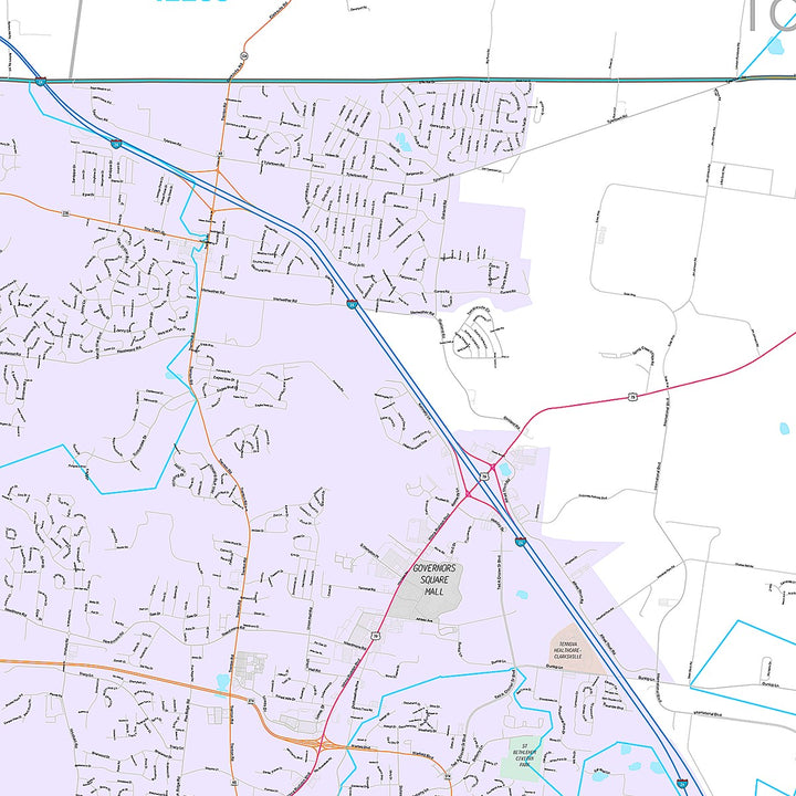 Premium Style Wall Map of Clarksville, TN