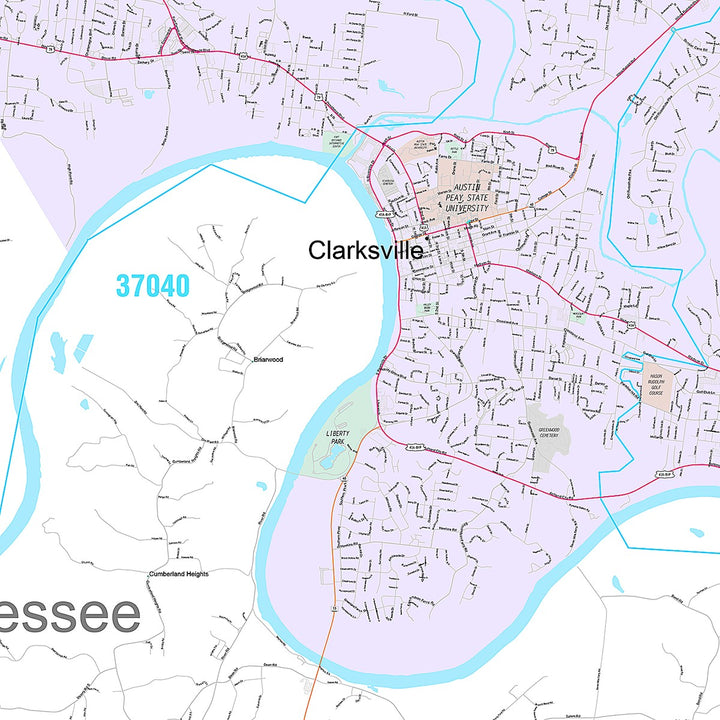 Premium Style Wall Map of Clarksville, TN