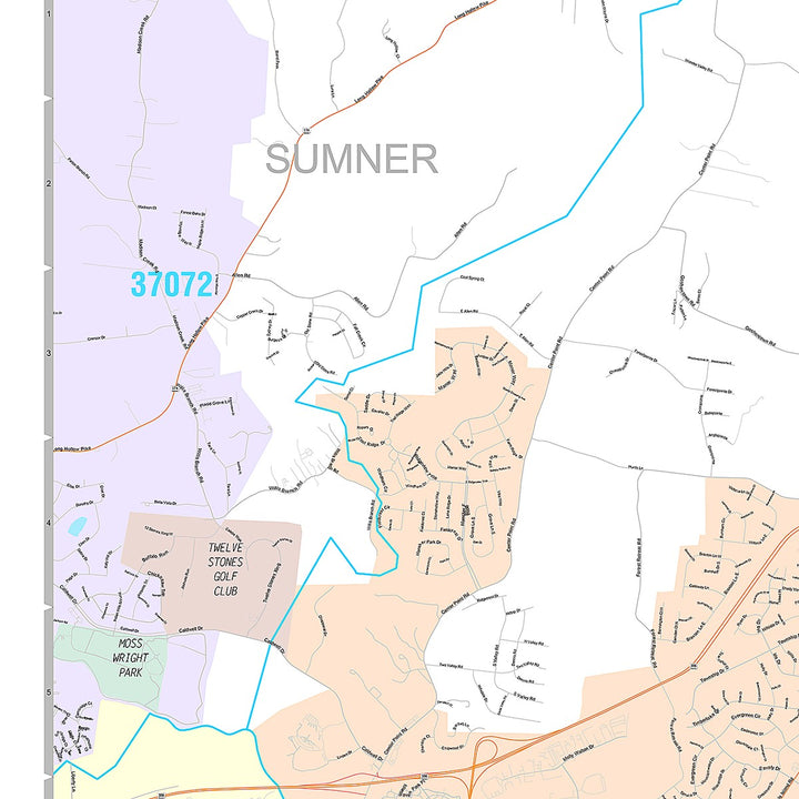 Premium Style Wall Map of Hendersonville, TN