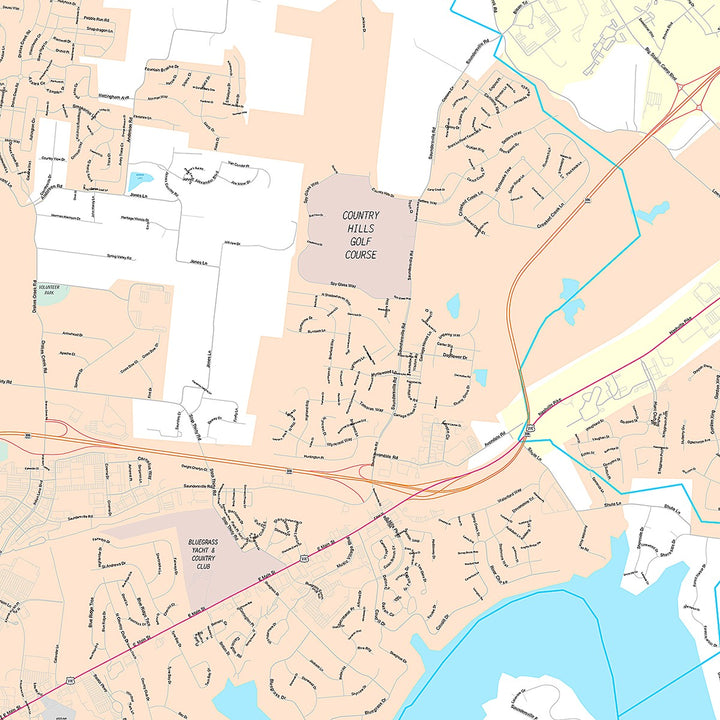 Premium Style Wall Map of Hendersonville, TN