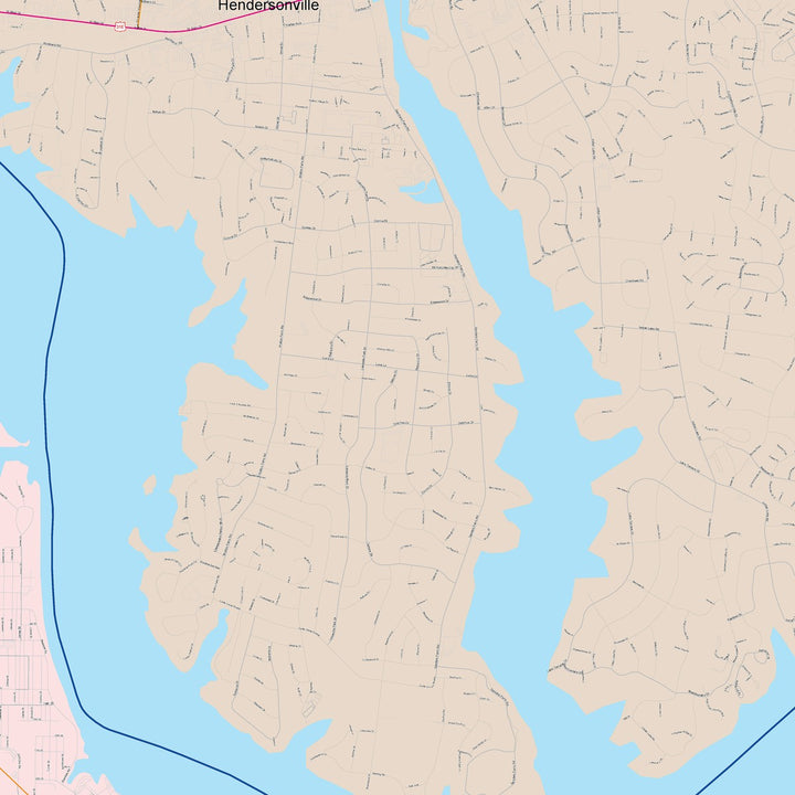 Color Cast Zip Code Style Wall Map of Hendersonville, TN