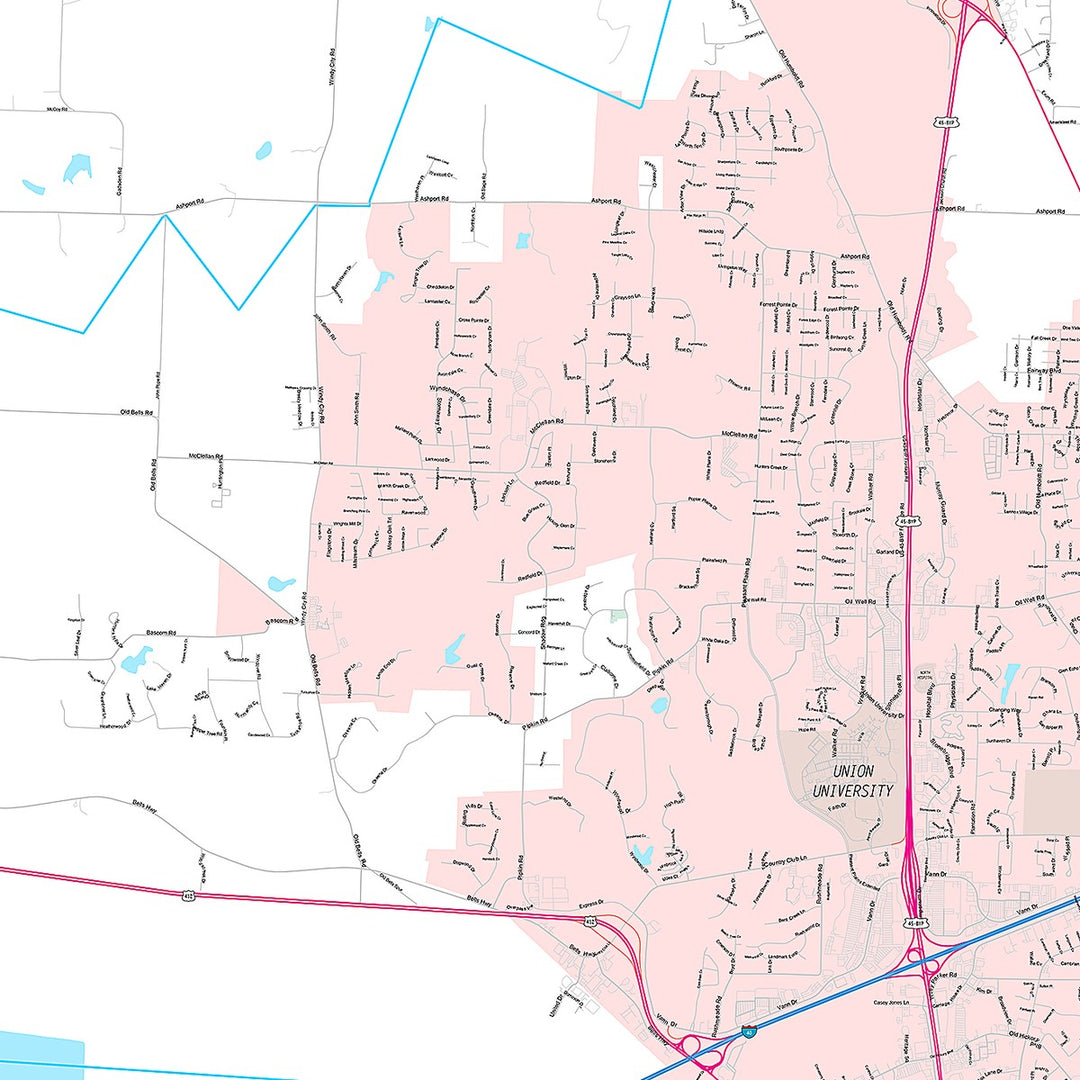 Premium Style Wall Map of Jackson, TN