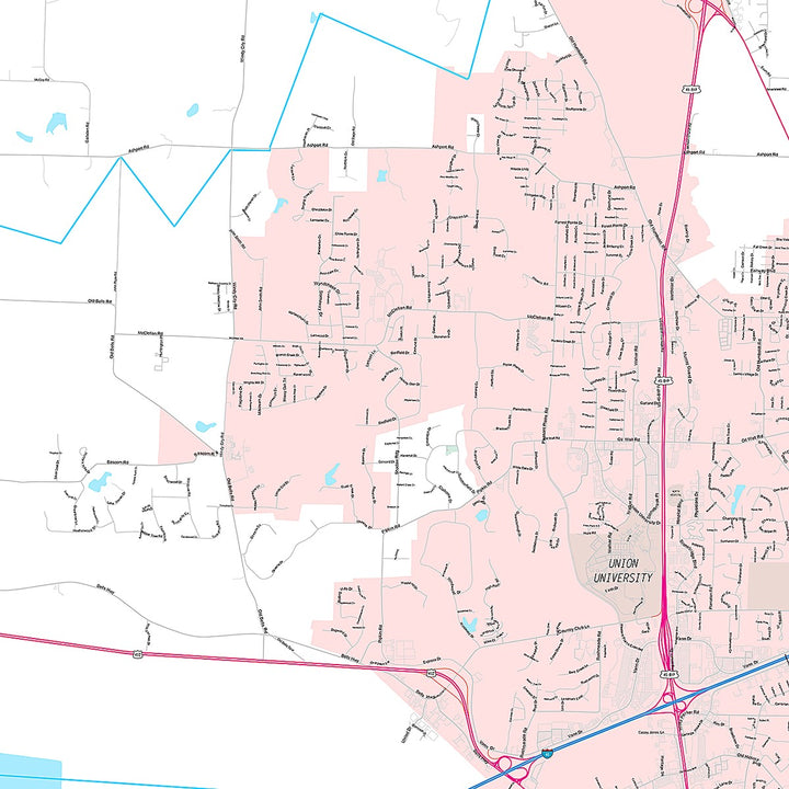 Premium Style Wall Map of Jackson, TN