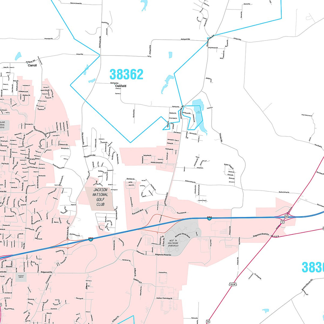 Premium Style Wall Map of Jackson, TN