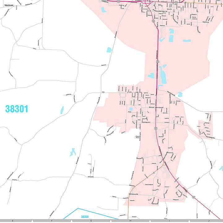 Premium Style Wall Map of Jackson, TN