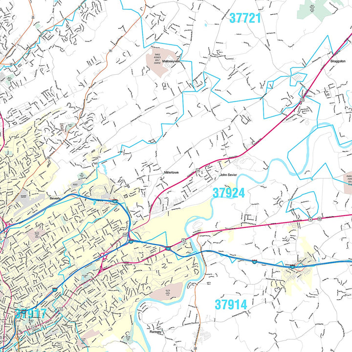Premium Style Wall Map of Knoxville TN