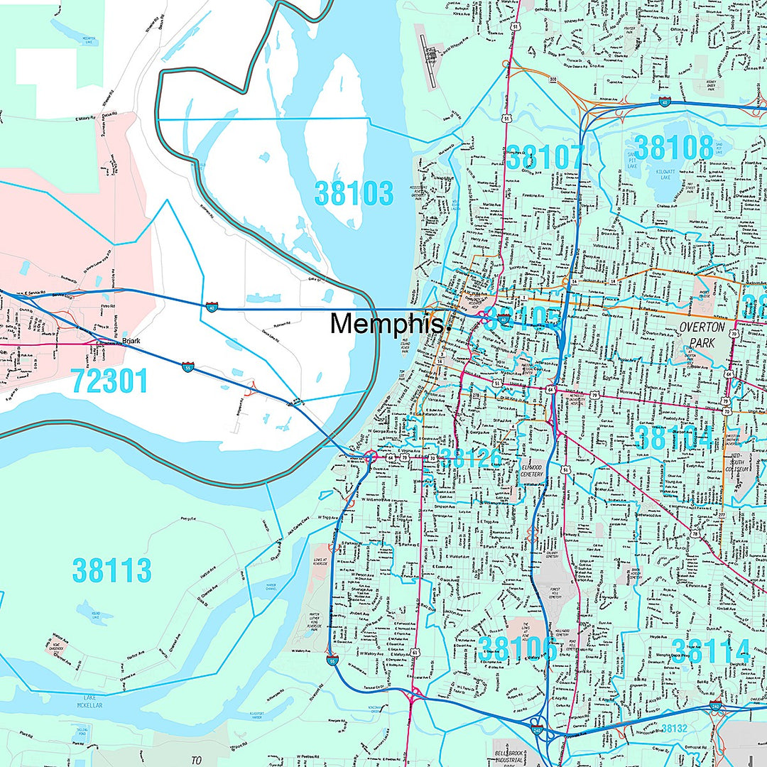 Premium Style Wall Map of Memphis TN