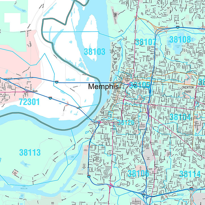 Premium Style Wall Map of Memphis TN