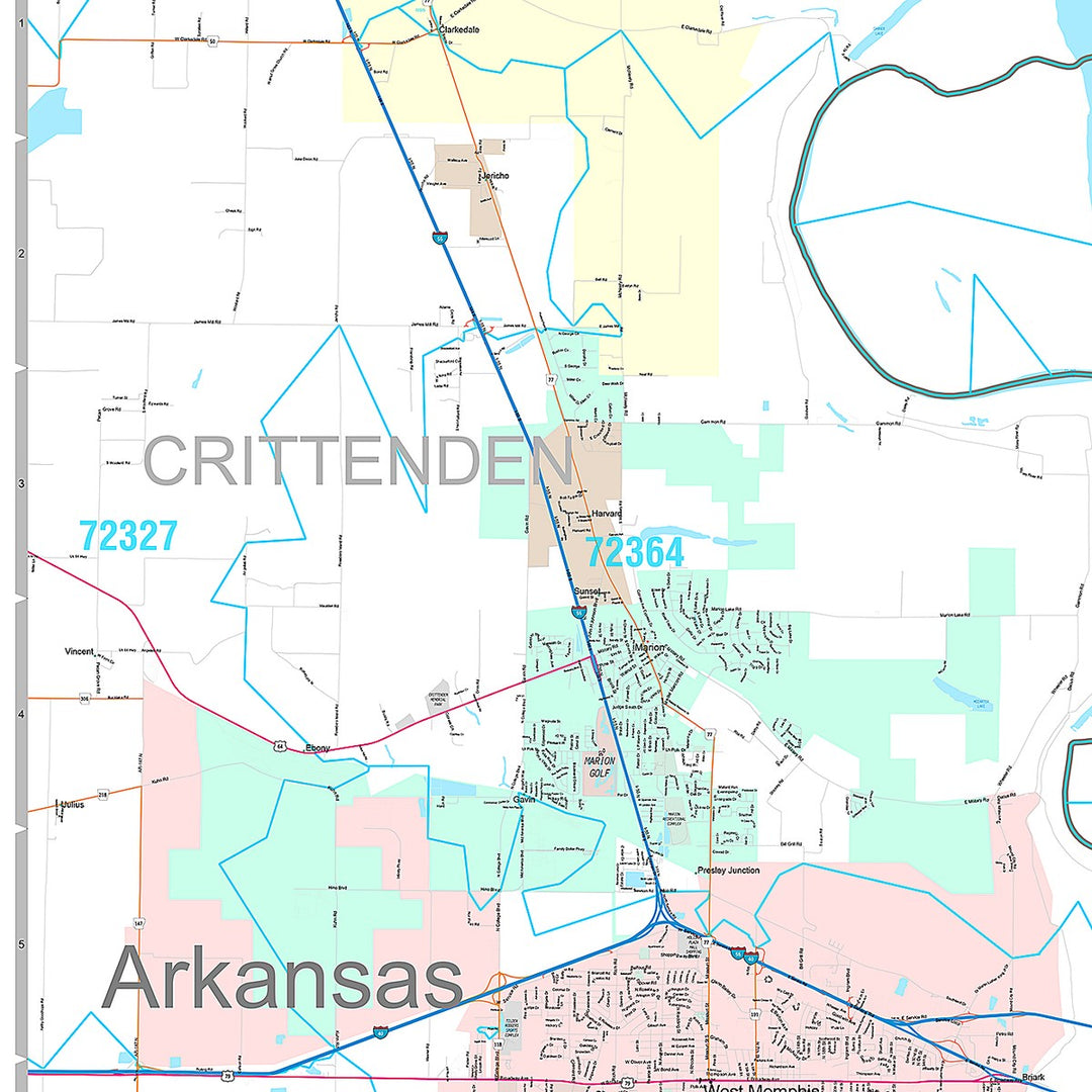 Premium Style Wall Map of Memphis TN