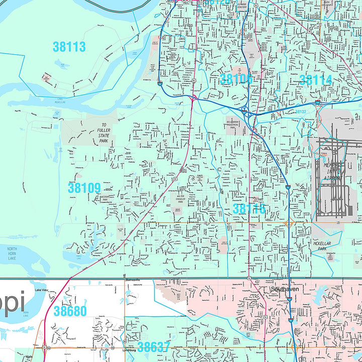 Premium Style Wall Map of Memphis TN