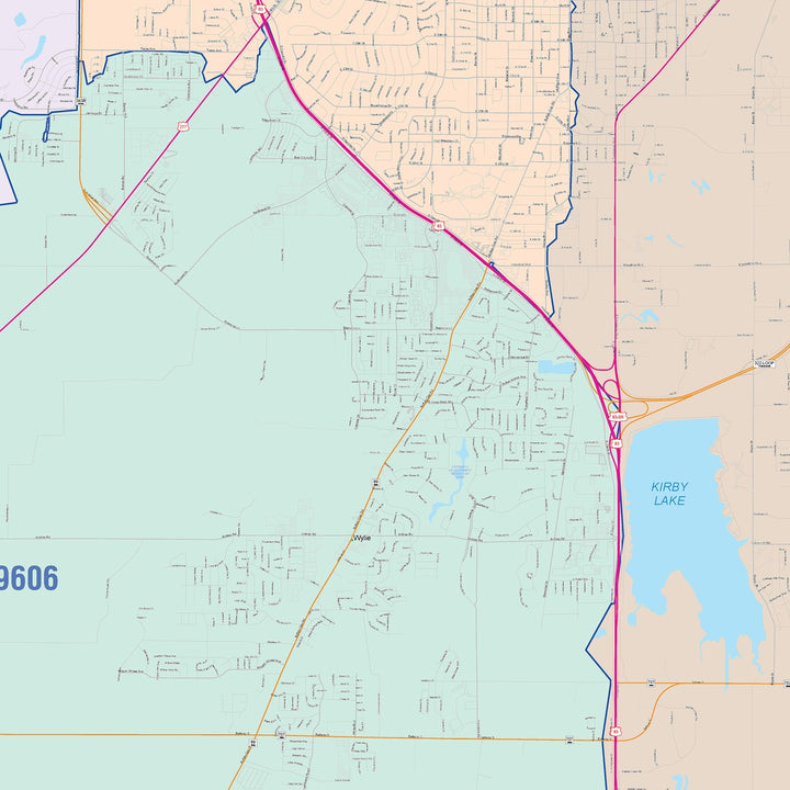 Color Cast Zip Code Style Wall Map of Abilene, TX