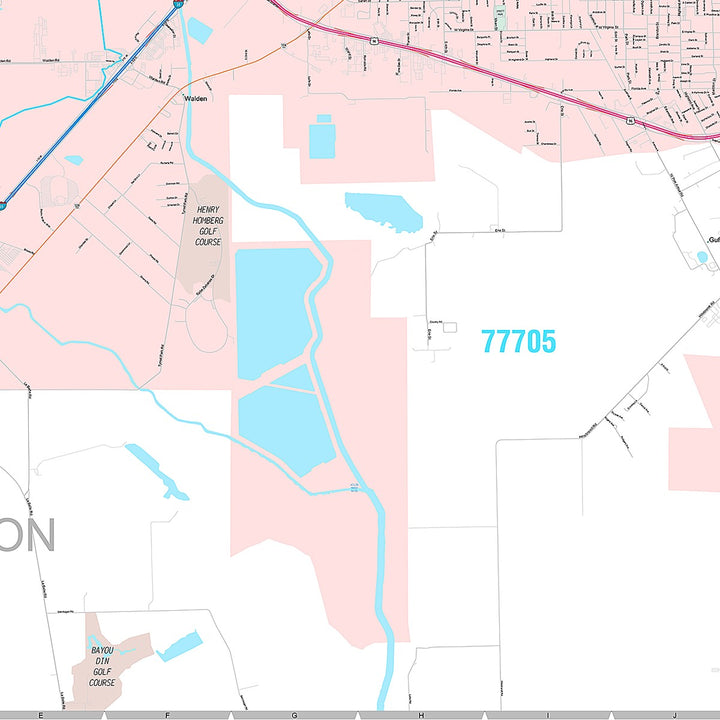 Premium Style Wall Map of Beaumont, TX