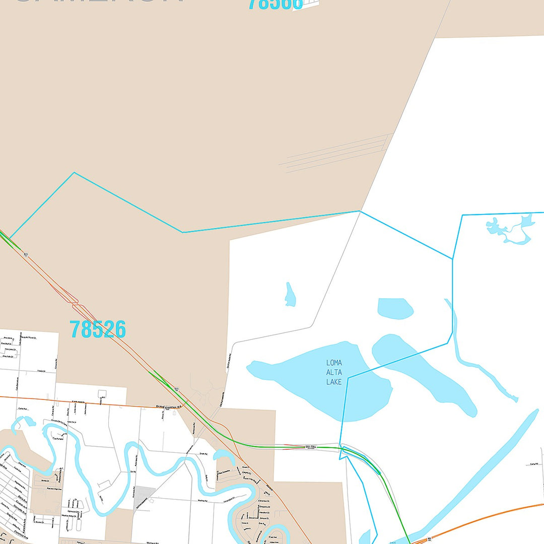 Premium Style Wall Map of Brownsville, TX