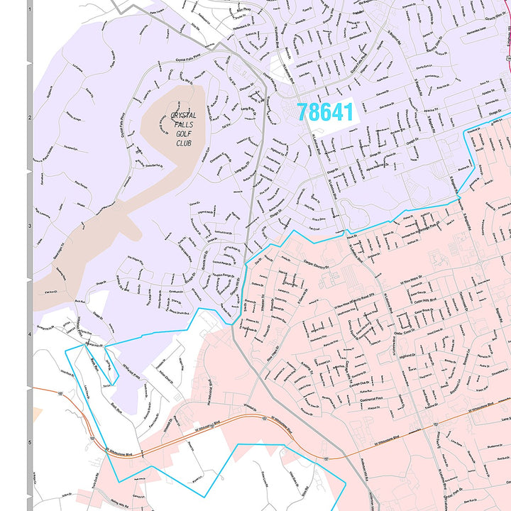 Premium Style Wall Map of Cedar Park, TX