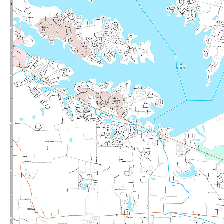 Premium Style Wall Map of Conroe, TX