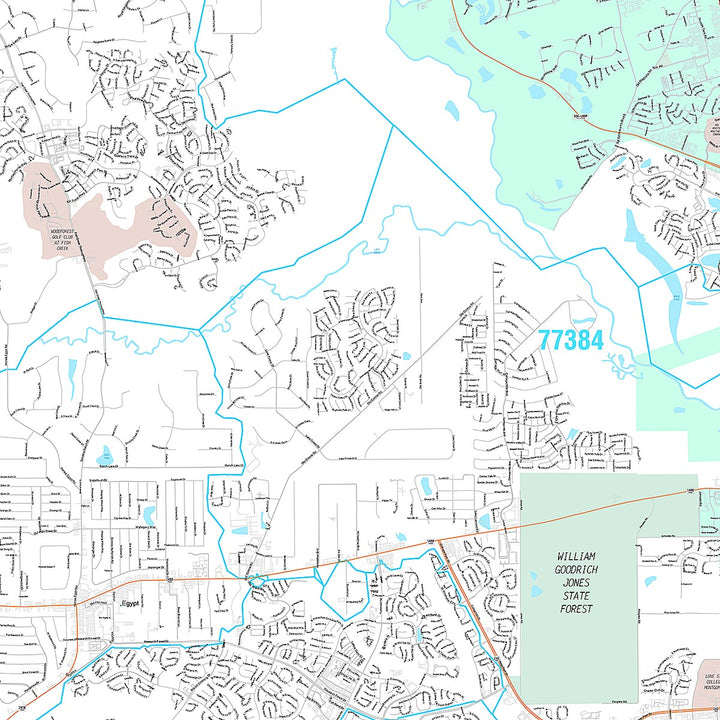 Premium Style Wall Map of Conroe, TX