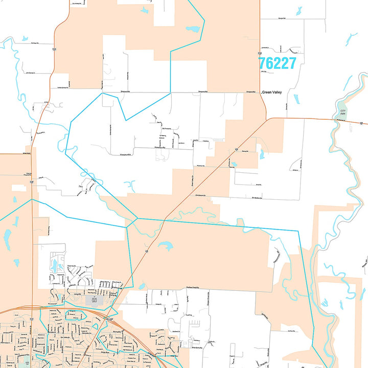 Premium Style Wall Map of Denton, TX