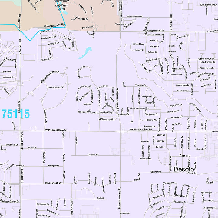 Premium Style Wall Map of DeSoto, TX