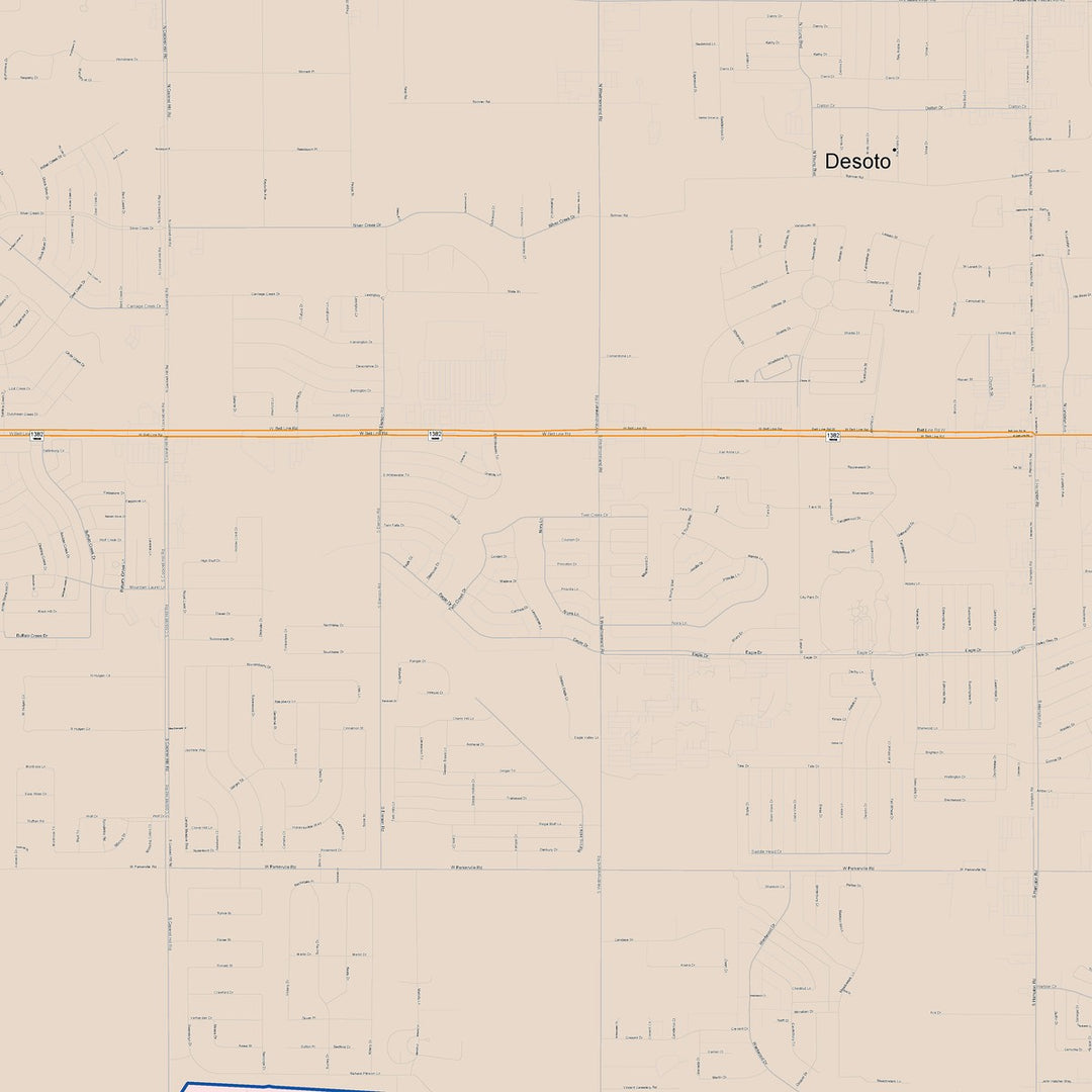 Color Cast Zip Code Style Wall Map of Desoto, TX