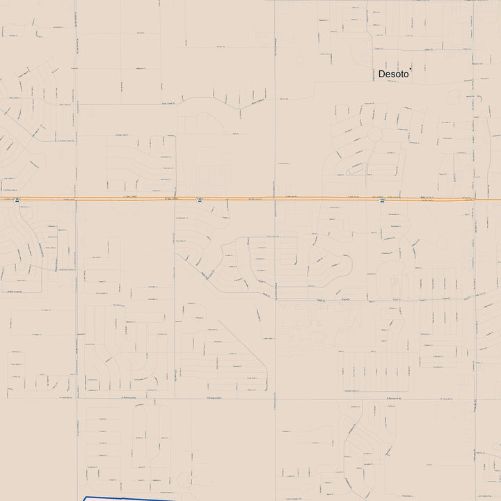 Color Cast Zip Code Style Wall Map of Desoto, TX
