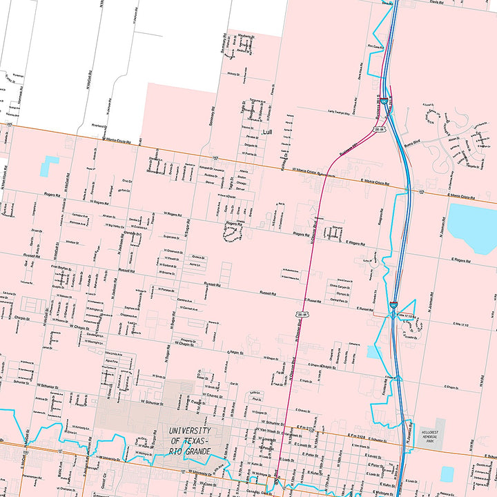 Premium Style Wall Map of Edinburg, TX