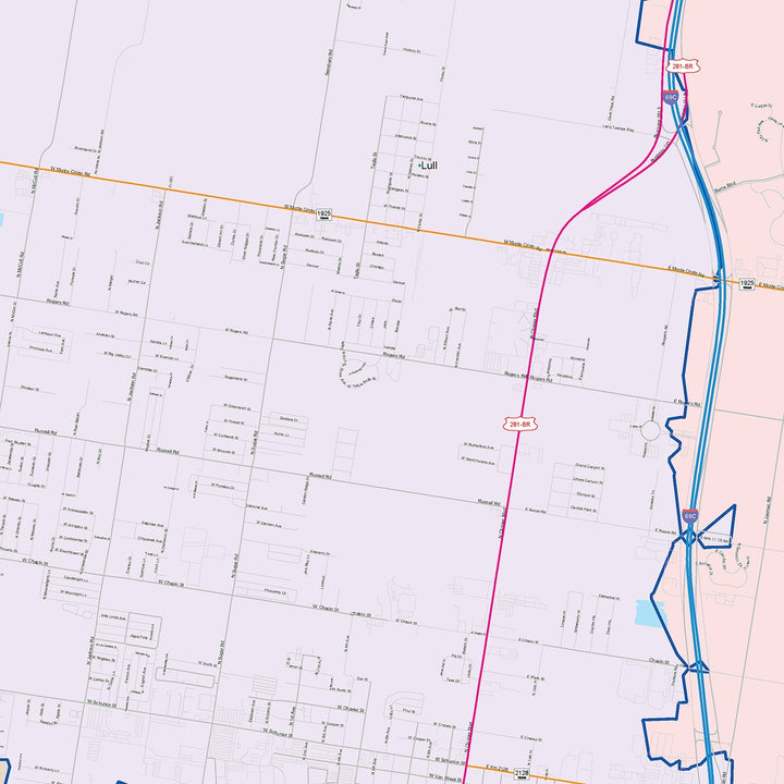 Color Cast Zip Code Style Wall Map of Edinburg, TX